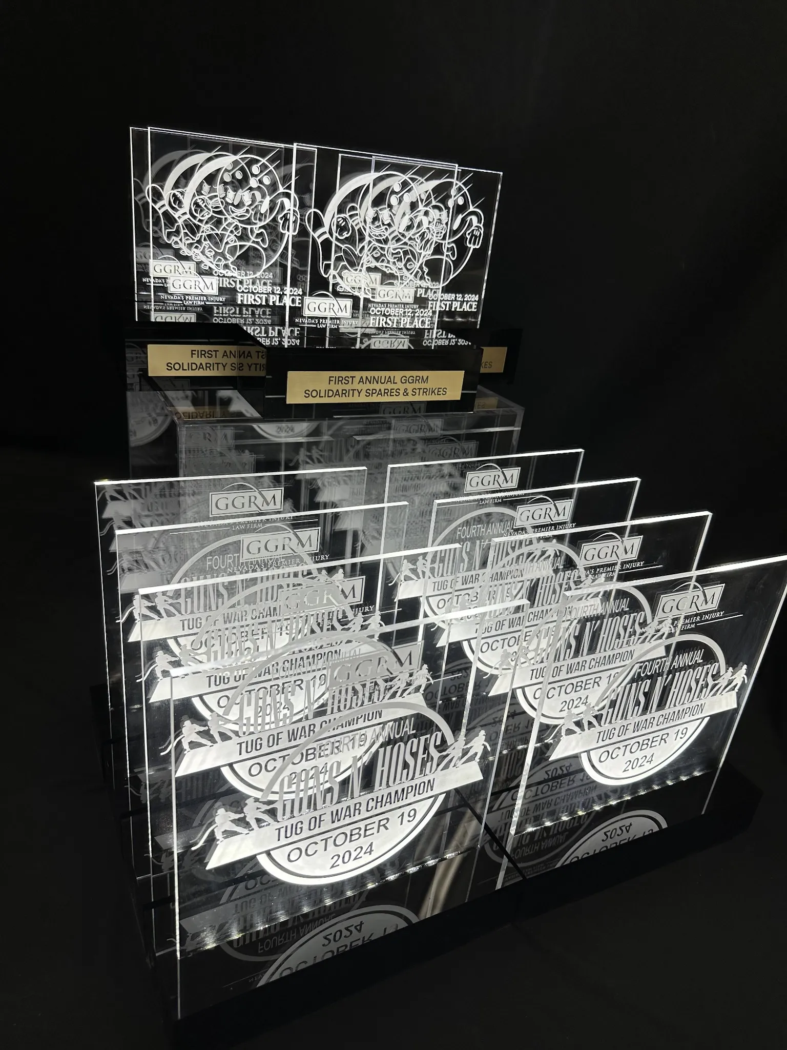 Bunch of etched plaques plastic product prototyping