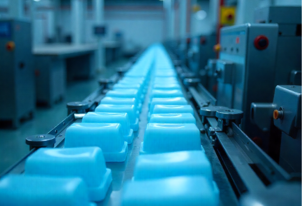 Injection molding production line of plastic products