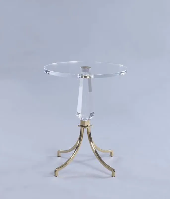 furniture round acrylic and gold end table plastic product prototype