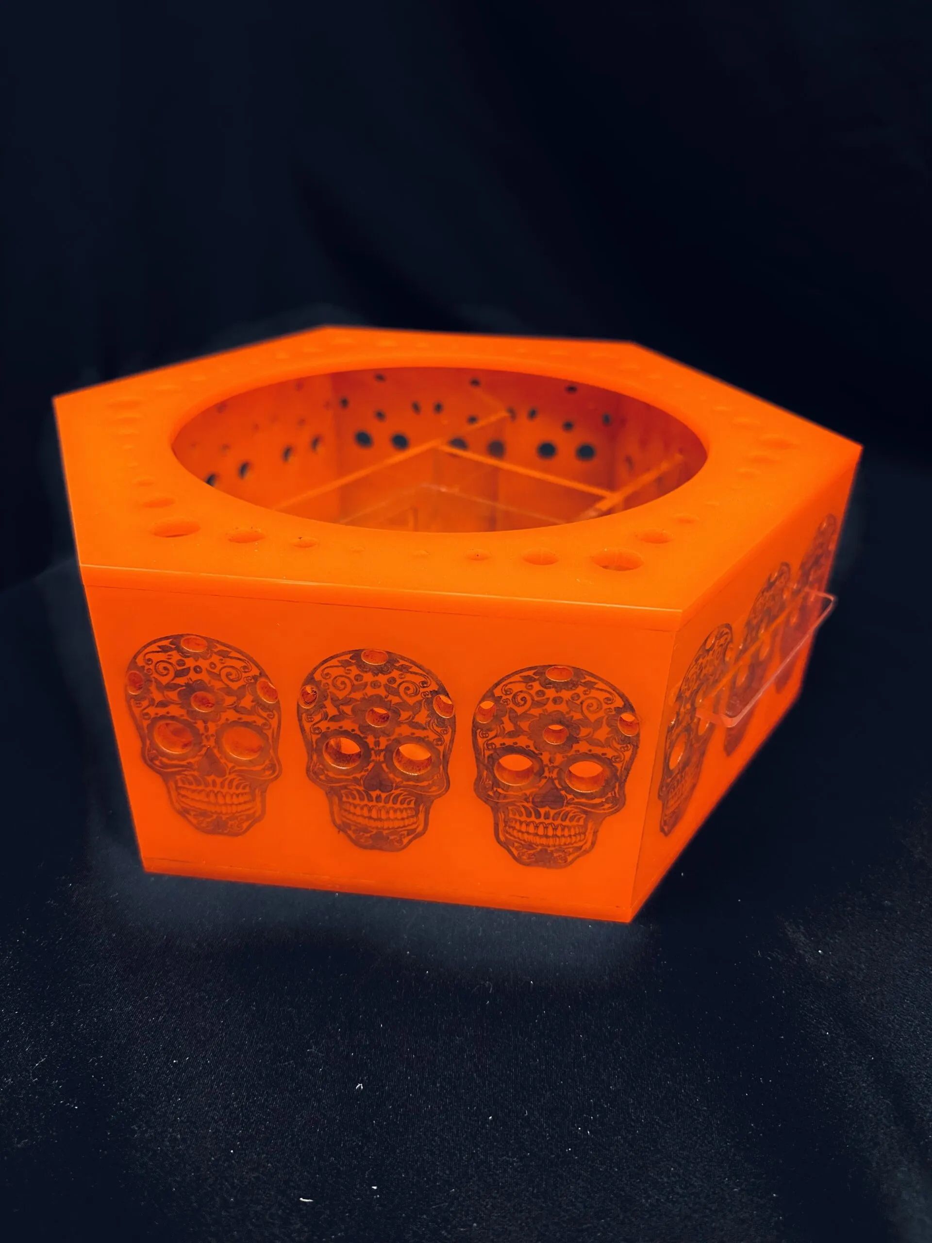 Day of the dead orange tray laser etching plastic day of the dead orange tray