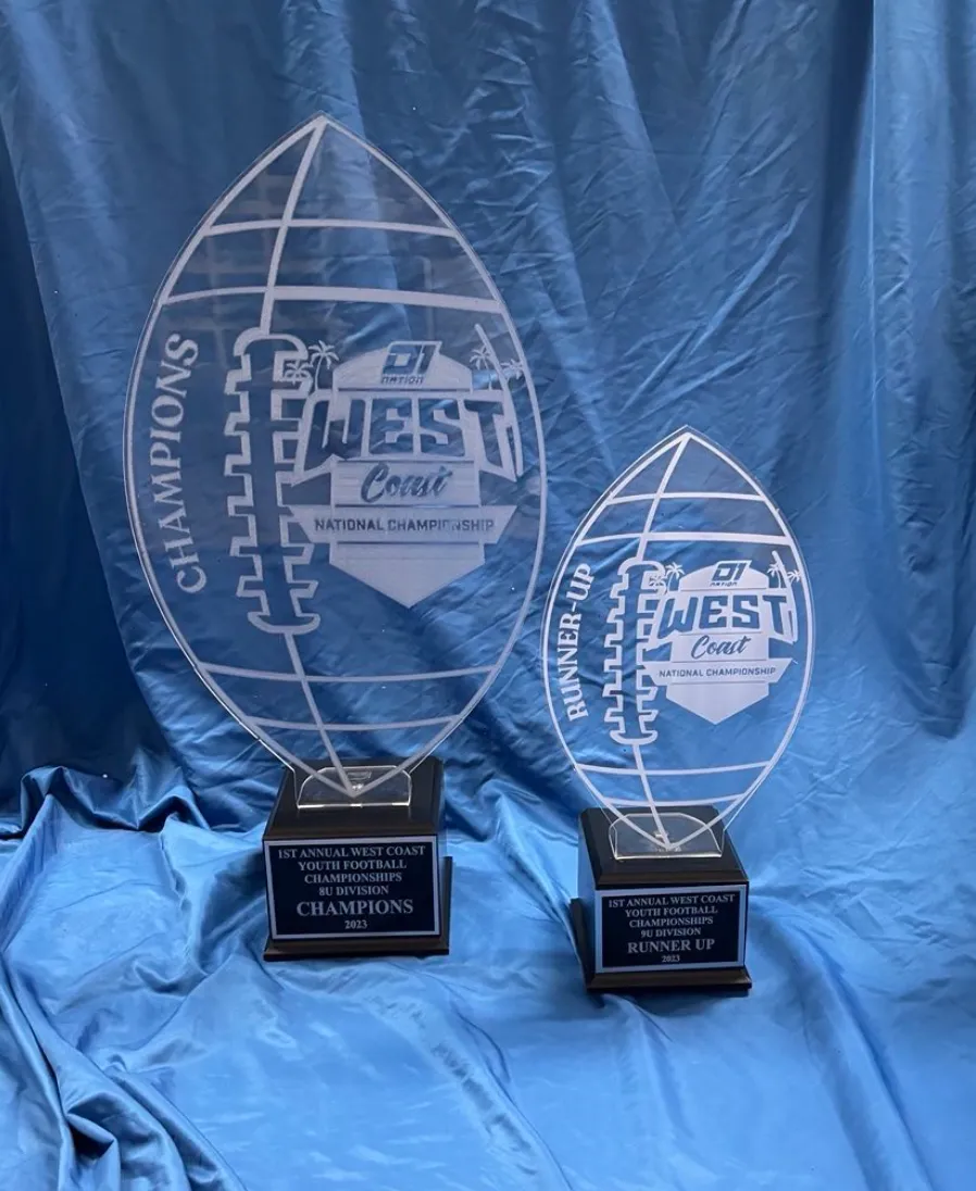 2 football trophies plastic product prototyping